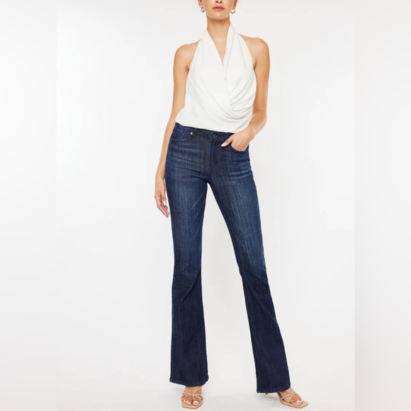 KanCan Denim - NWT KanCan Celestine Dark Wash Mid Rise Flare Jeans Boho Hippie Y2K Sz 31 Long